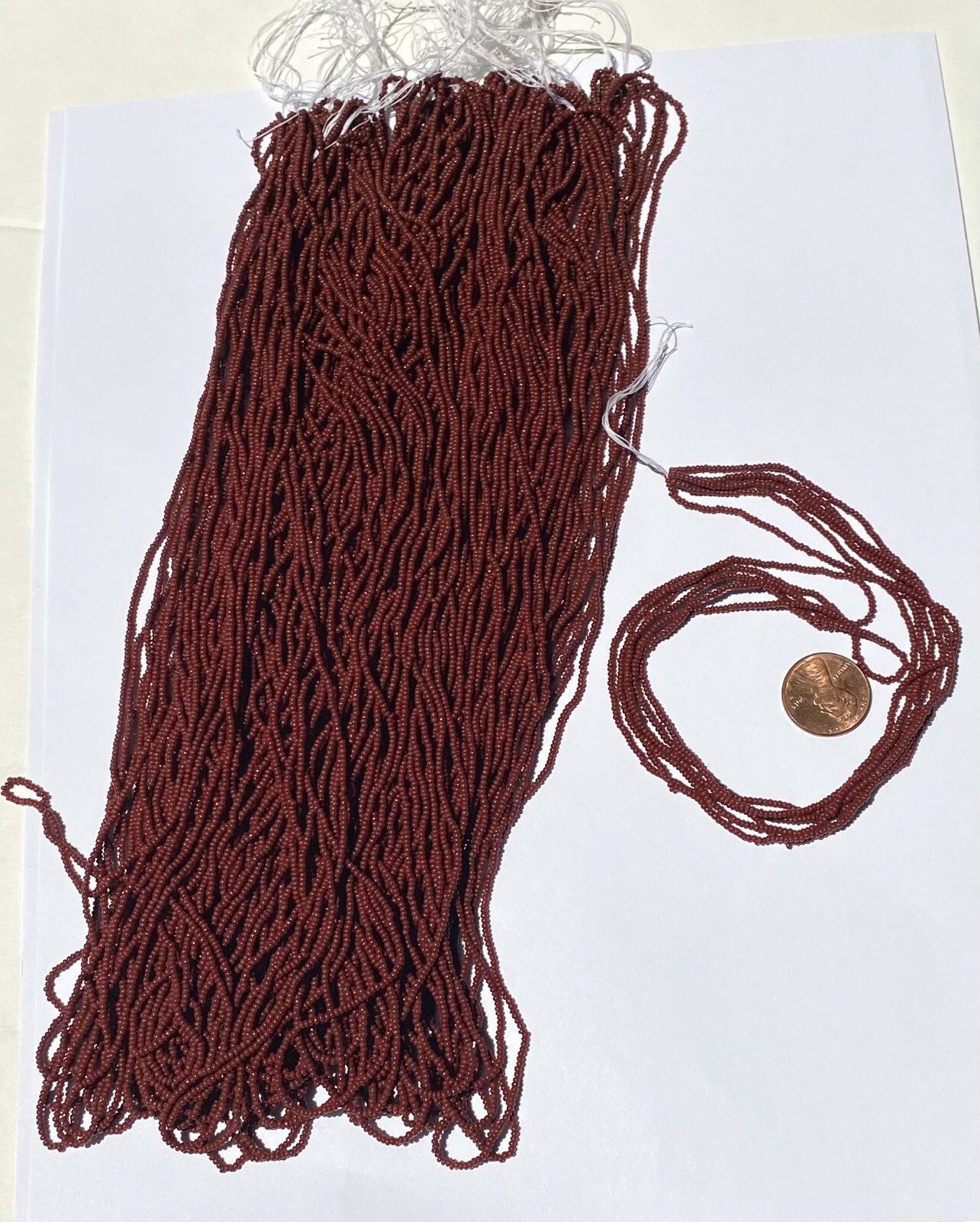 Antique/Vintage Micro Seed Beads-14/0 Reddish Brown Chocolate Earth-6 gram hanks