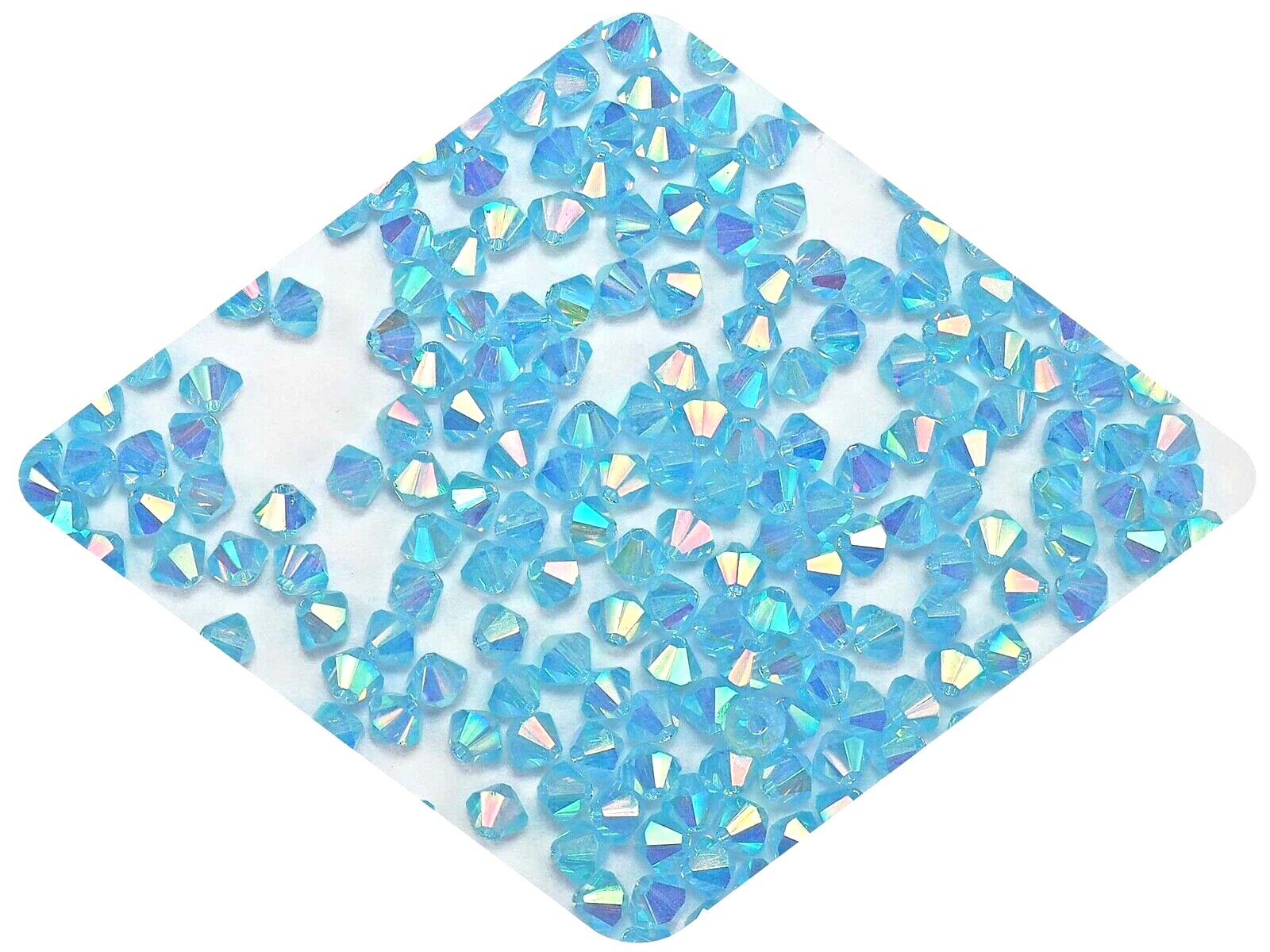 Czech Bicone Crystal Beads Aqua Marvel AB 3mm 4mm 6mm AB2X Diamond Rondelle