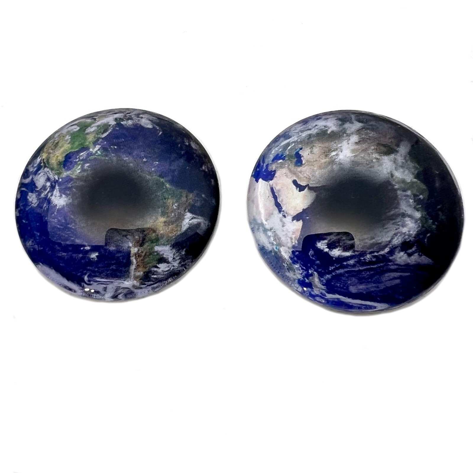 Pair Planet Earth World Glass Eyes Jewelry Dolls Taxidermy Flatback Cabochons