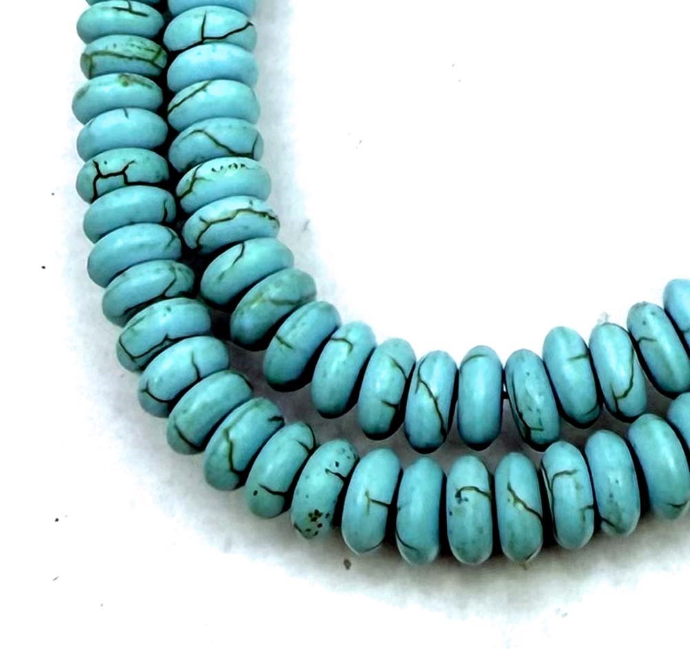 6x2mm Blue Turquoise Rondelle Heishi Beads 16″