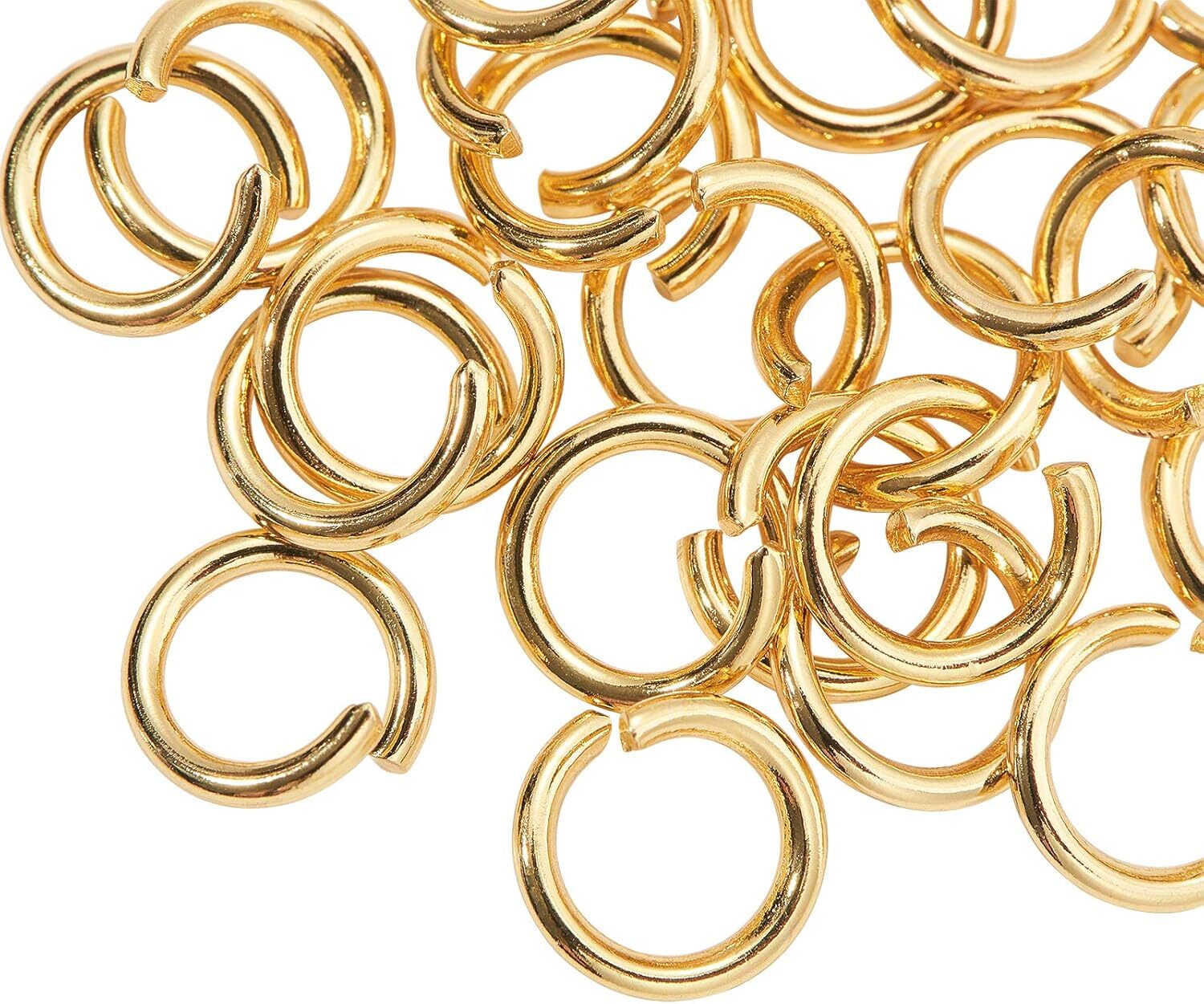 US 200x Real 24K Gold Plated Jump Rings 9mm 18 Gauge Open Connectors Rings DIY
