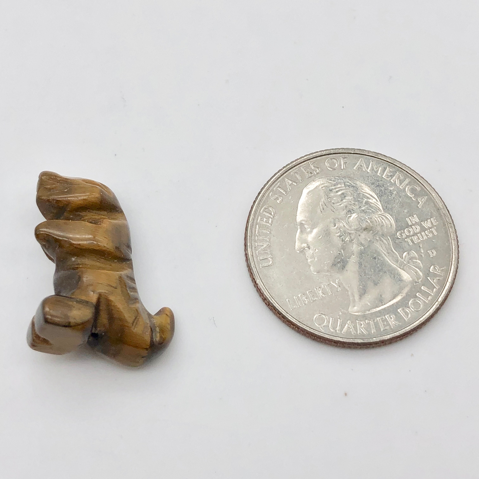 2 Tiger’s Eye Tyrannosaurus Rex Animal Beads | 21x18x7.5mm | Golden