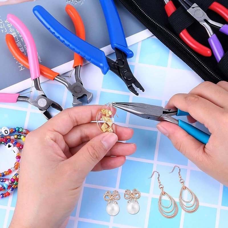 6 Piece Jewelry Making Tools Pliers Set Beading Wire Wrapping Craft DIY New