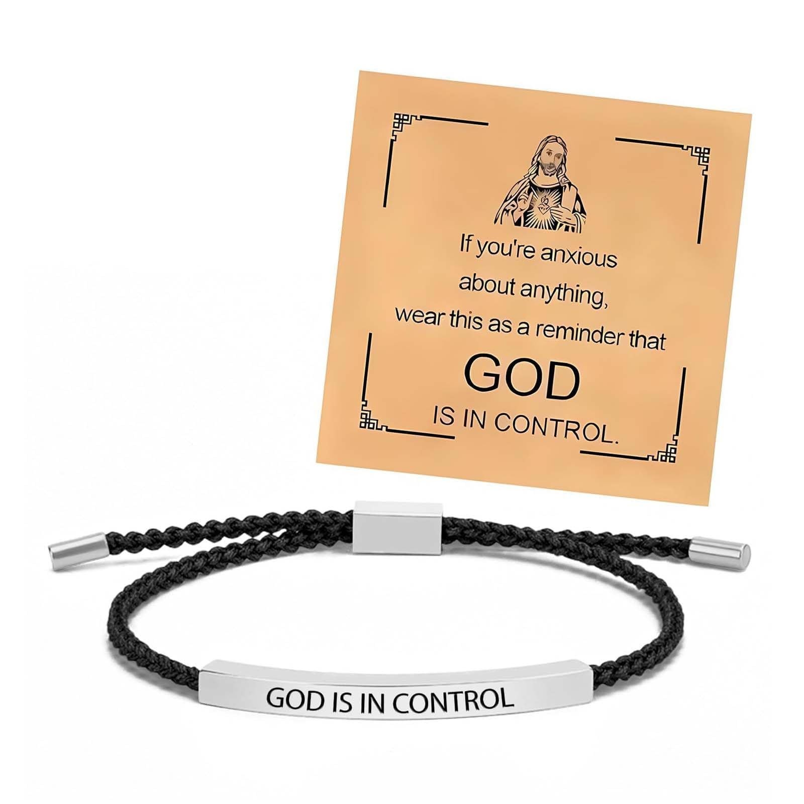 God is in Control Bracelet Inspirational Gifts for Women Braided String Tub – 01