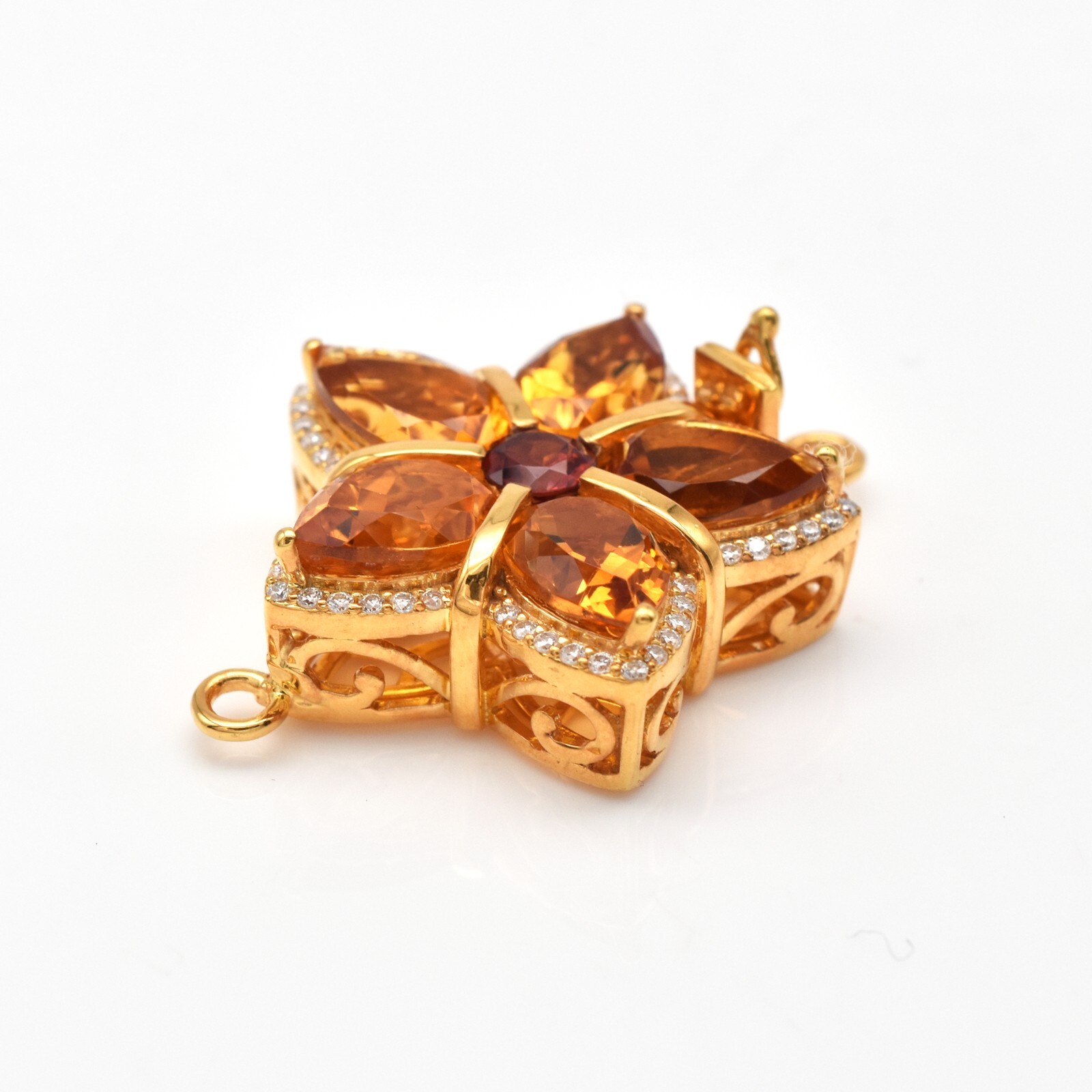 Clasp of Genuine CITRINE/MOISSANITE/GARNET/W32MM/L22MM/H8.5MM/6.84Gr/$ 190.00