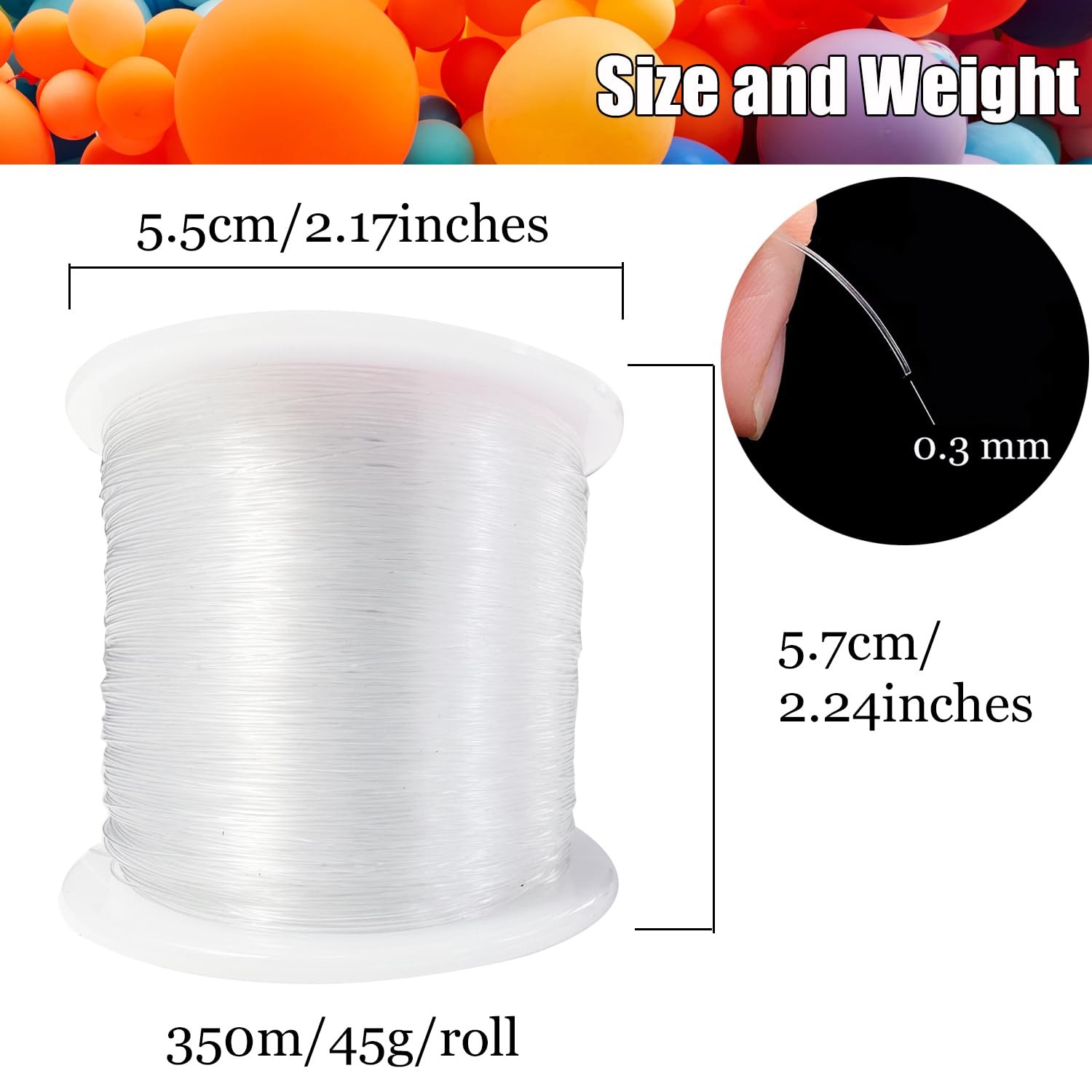 0.3mm Clear String for Hanging, QBJAYTY 382 Yards Fishing 0.3mm,