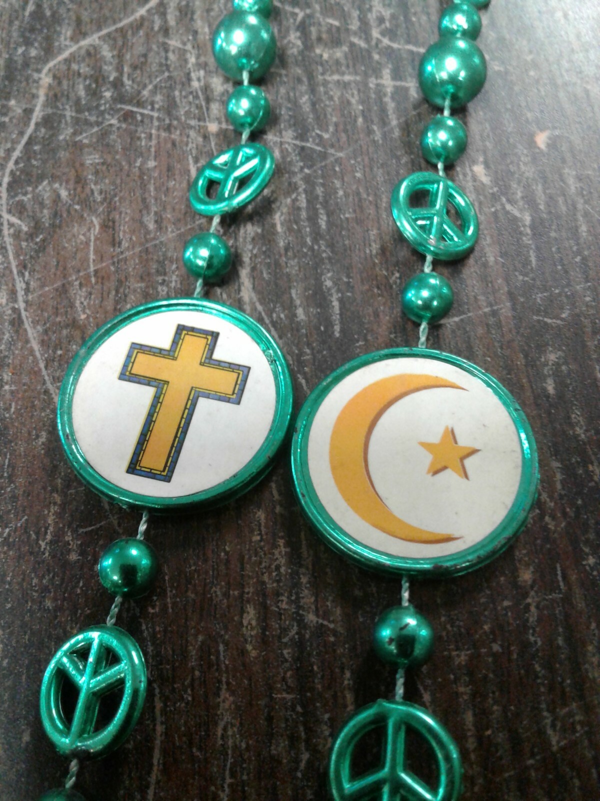 PEACE BEADS WITH ISLAM, TAOISM, JEWISH, CHRISTIAN,HINDUISM SYMBOLS SHOWING UNITY