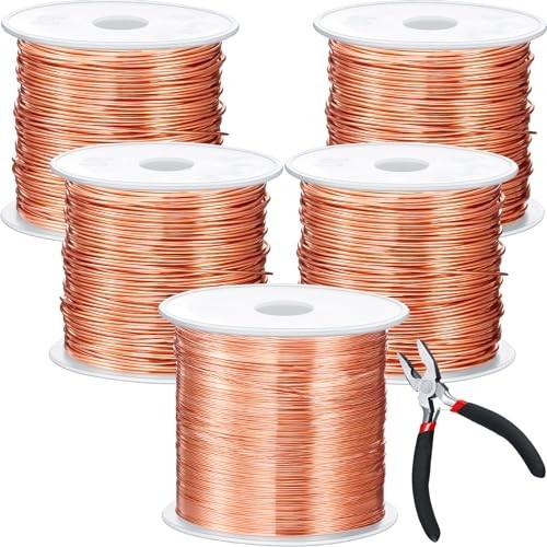 5 Rolls Jewelry Wire Kit – 18, 20, 22, 24, 26 Gauge Copper Craft Metal for Beadi
