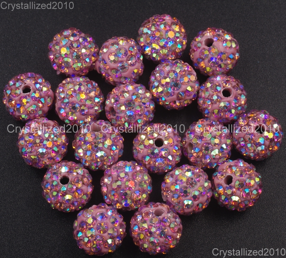 20Pcs Quality Czech Crystal Rhinestones Pave Clay Round Disco Ball Spacer Beads