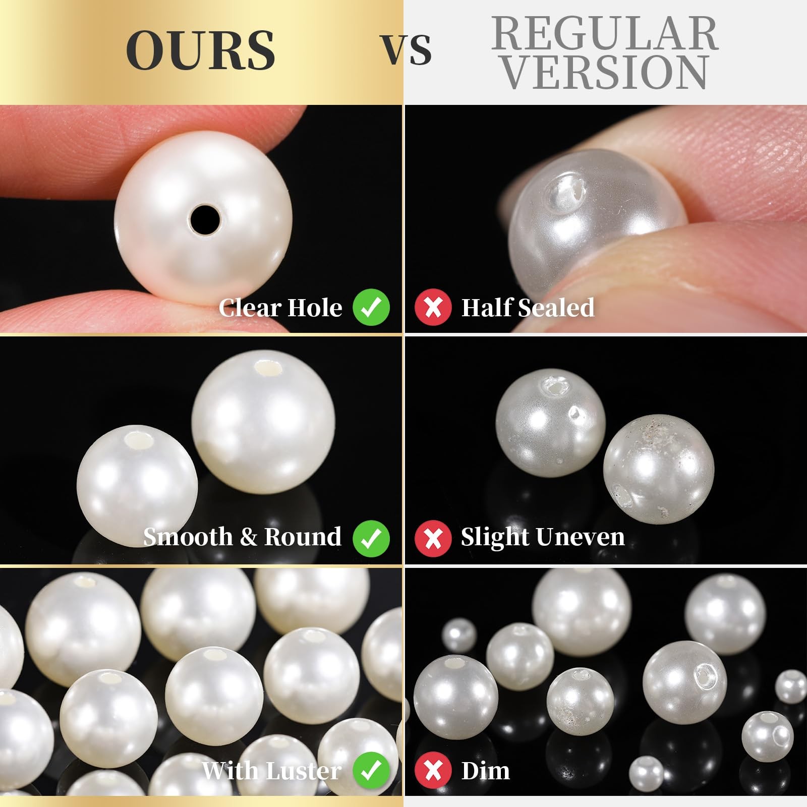 LEOBRO Pearl Beads for Bracelets, 720PCS Bracelet Making Small, Creamy White