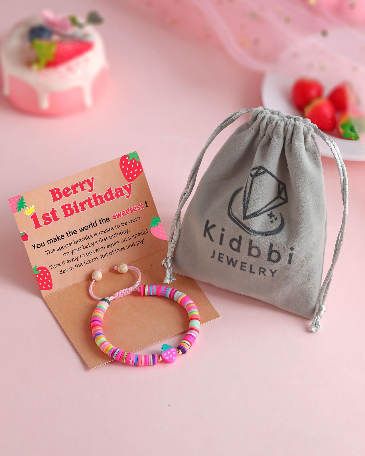 Berry First Birthday Decor Gifts for Girls, 1 Year Old Bracelet Sweet One Decora