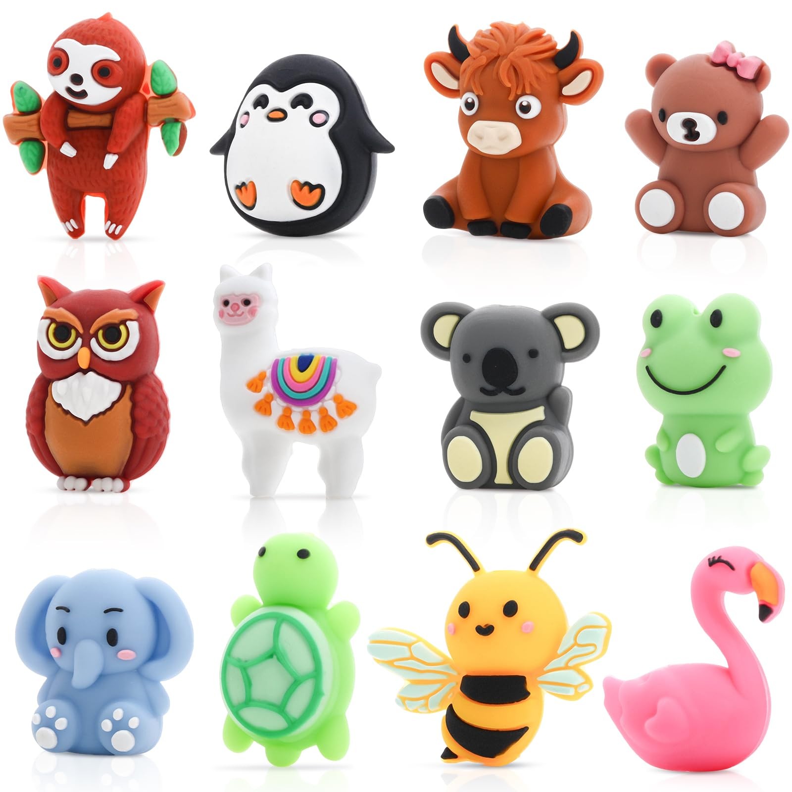 12Pcs 3D Animal Silicone Focal Beads for Pens，Beaded Pen Supplies，Focal Beads Bu
