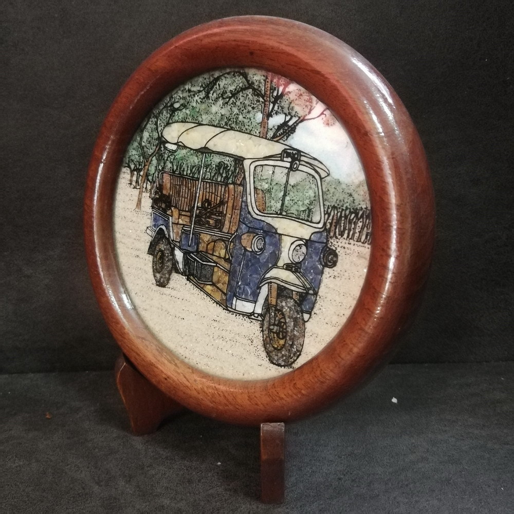 Natural Gemstone Picture Antiques Arts Decorative Thailand Vehicle TUKTUK Car