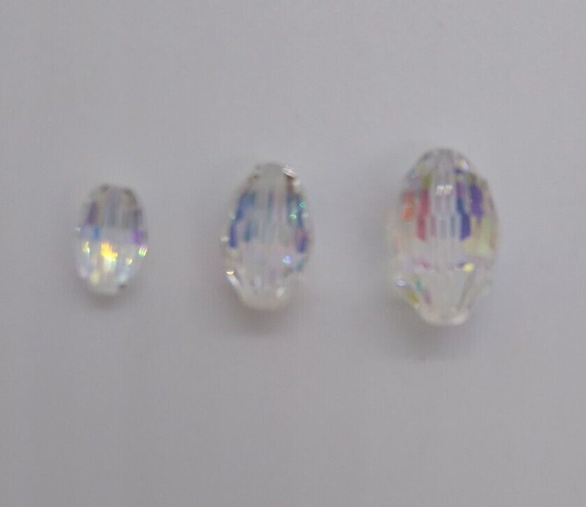Swarovski Crystal Clear AB Faceted Oval 5200 Beads; Vintage! 7 Sizes