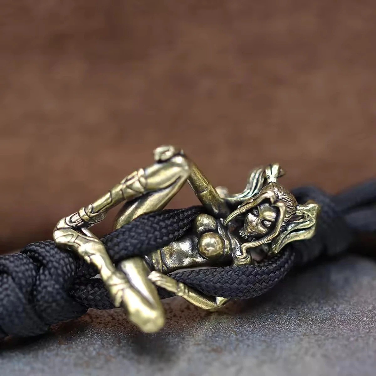 Vintage Brass Beauty Girl EDC Paracord Knife Beads Lanyard DIY Pendant Keychain-