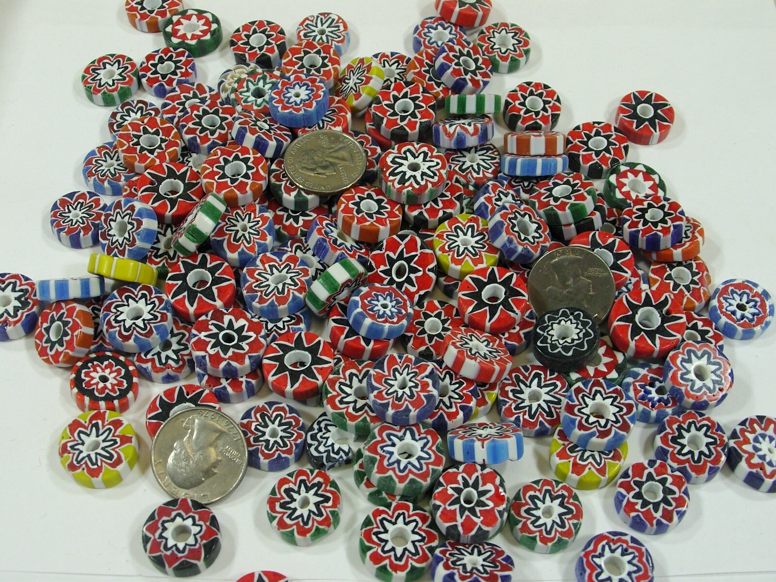 2 Pounds Assorted India Handmade Chevron Glass Beads Wholesale Bulk Lot (WC-91B)