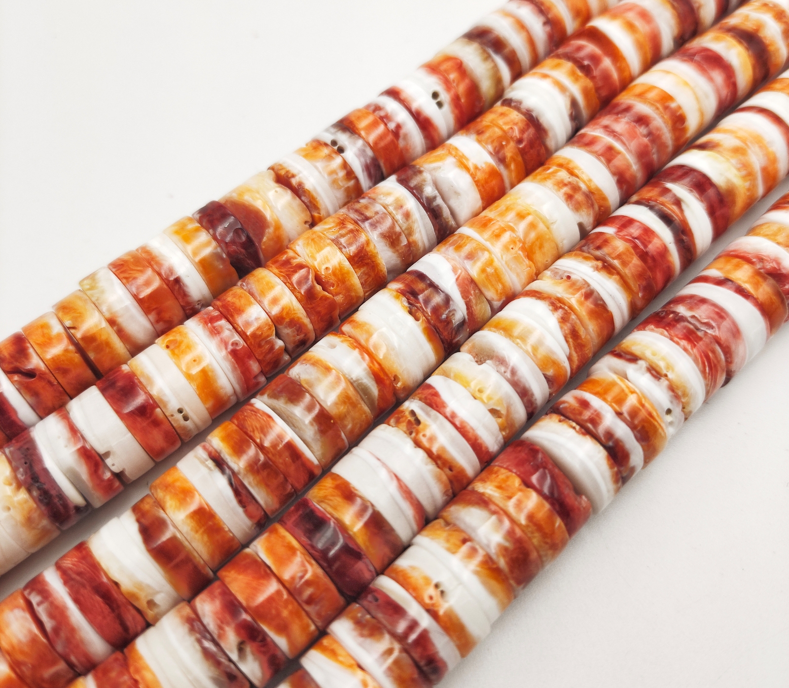 Spiny Oyster Heishi Disc Beads Size 3x10mm 15.5” Strand