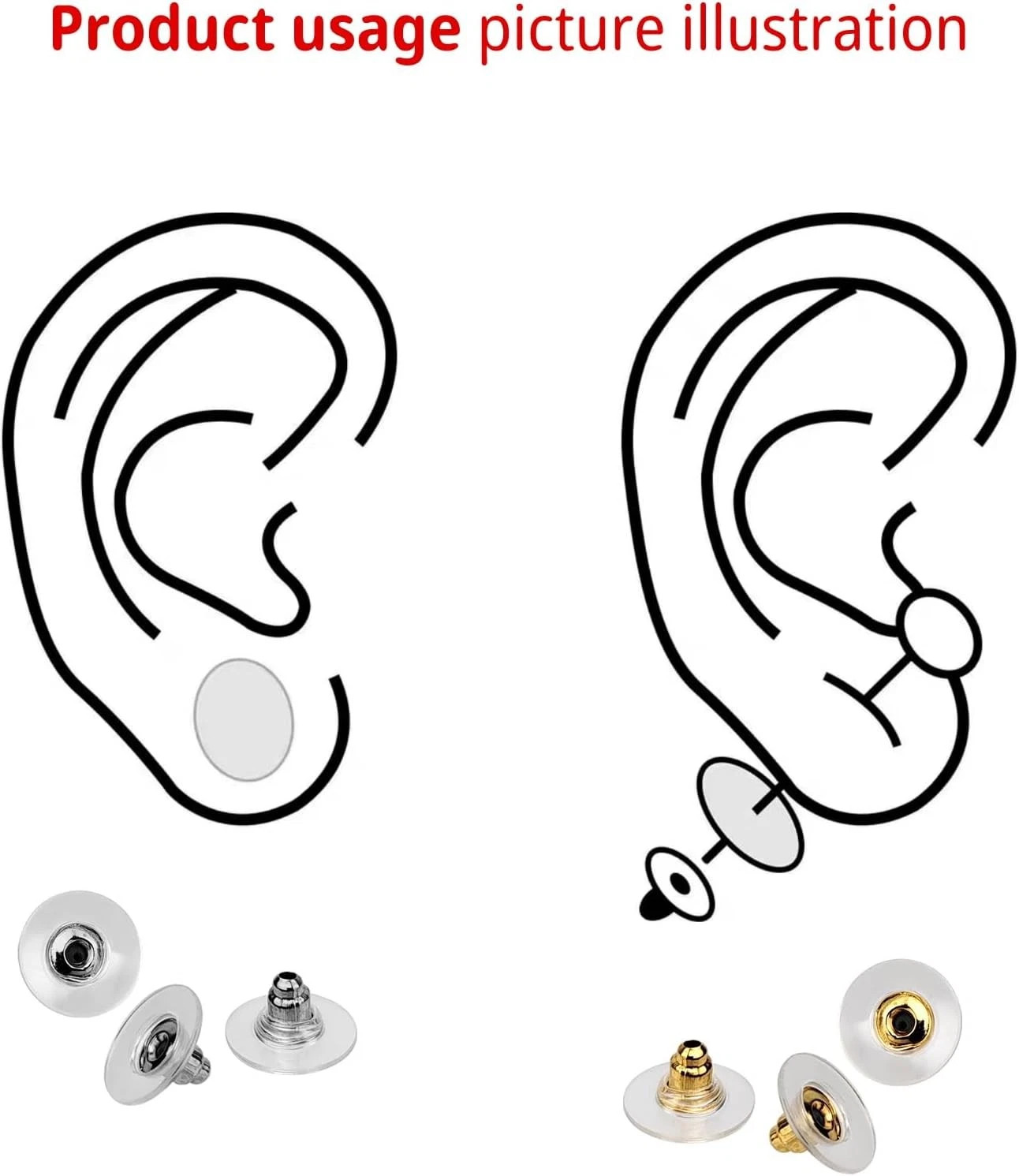 100/200*Earring Backs for Droopy Ears Backs Replacements for Heavy Bullet Clutch
