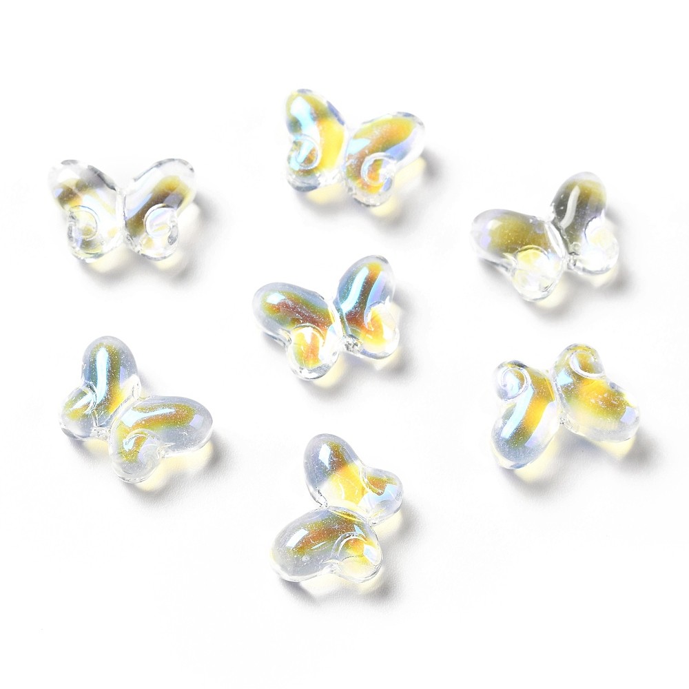 200pcs Butterfly Transparent Baking Paint Glass Beads Glitter Powder for Jewelry