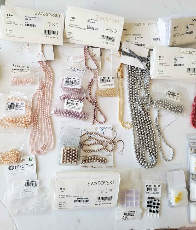Swarovski Crystal & Pearl Beads Lot 1000+ pcs 4mm 6mm Jewelry Making Mixed Color