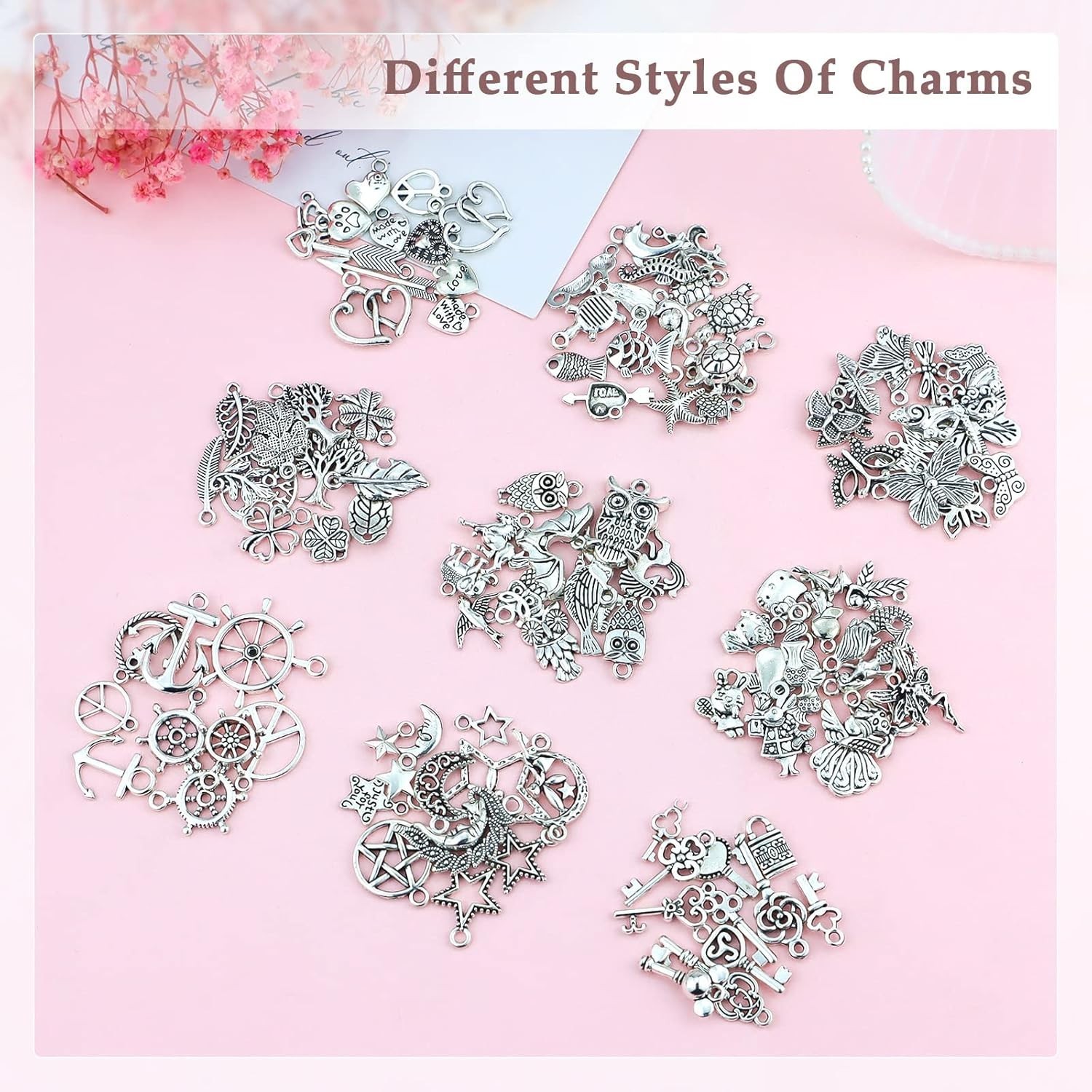 200 PCS Wholesale Bulk Lots Jewelry Making Charms Mixed Smooth Tibetan Silver…