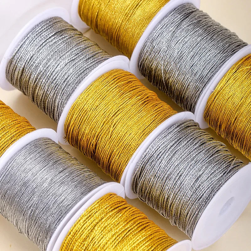 0.2-1MM Metallic Ornament String Silver Gold Color Cord Jewelry Thread for Chris