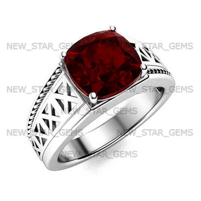 AAA Quality Red Garnet Gemstone Ring For Men’s 925 Silver Wedding Ring