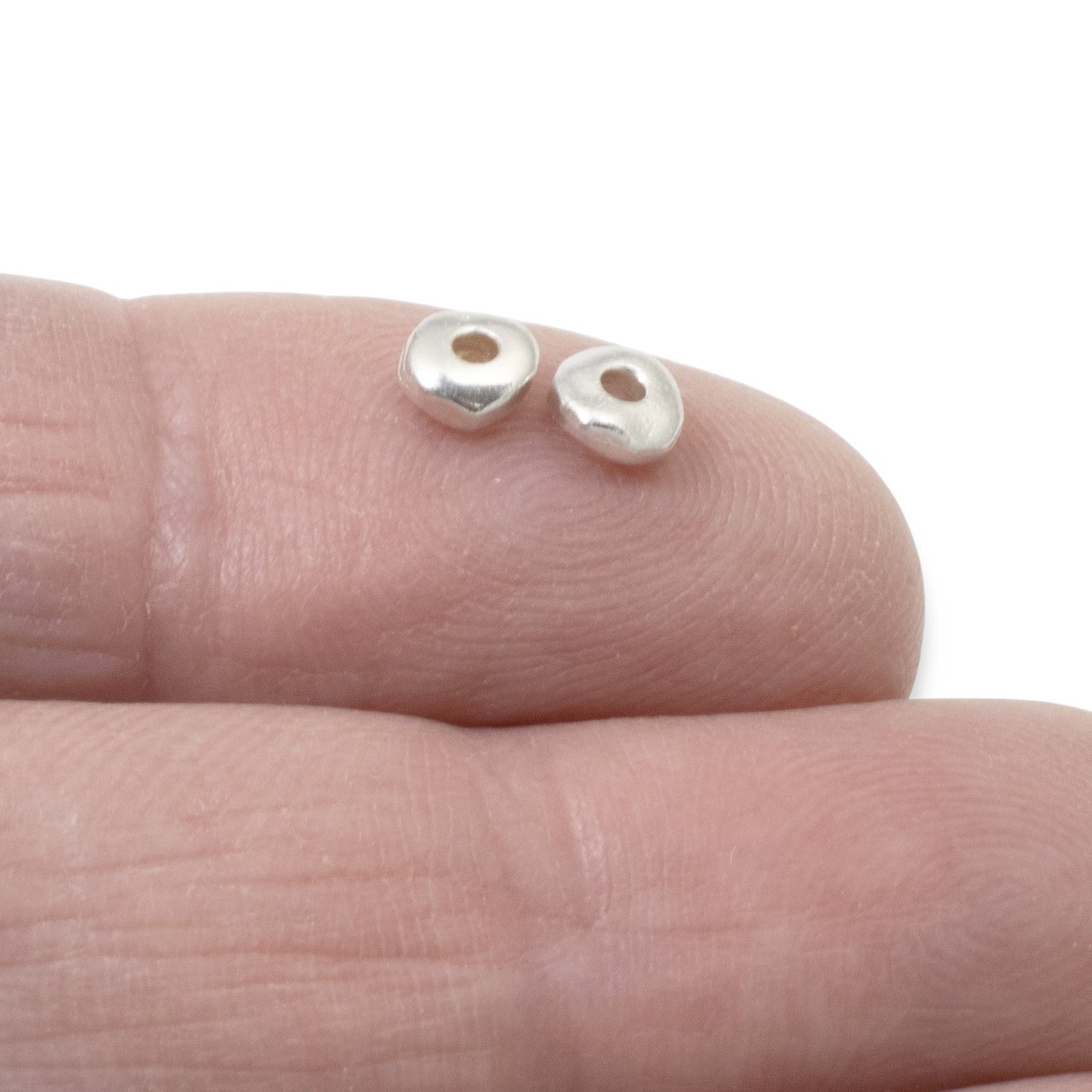 25 Bright Silver 5mm Nugget Beads – Small Organic Spacers for Handmade Jewelry