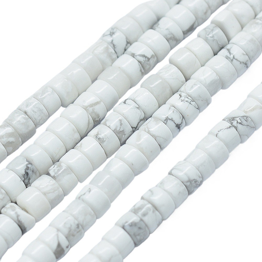 180pcs Natural White Howlite Beads Flat Round Disc Gemstone Beads for DIY Crafts