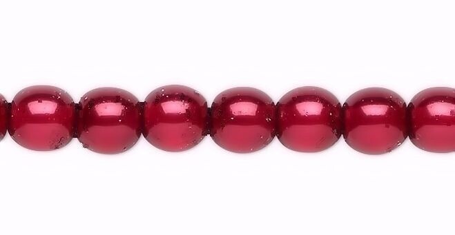 Czech Pressed Pearl Coated Glass Red 4mm Round Beads with 1mm Hole 1 Strand(100)