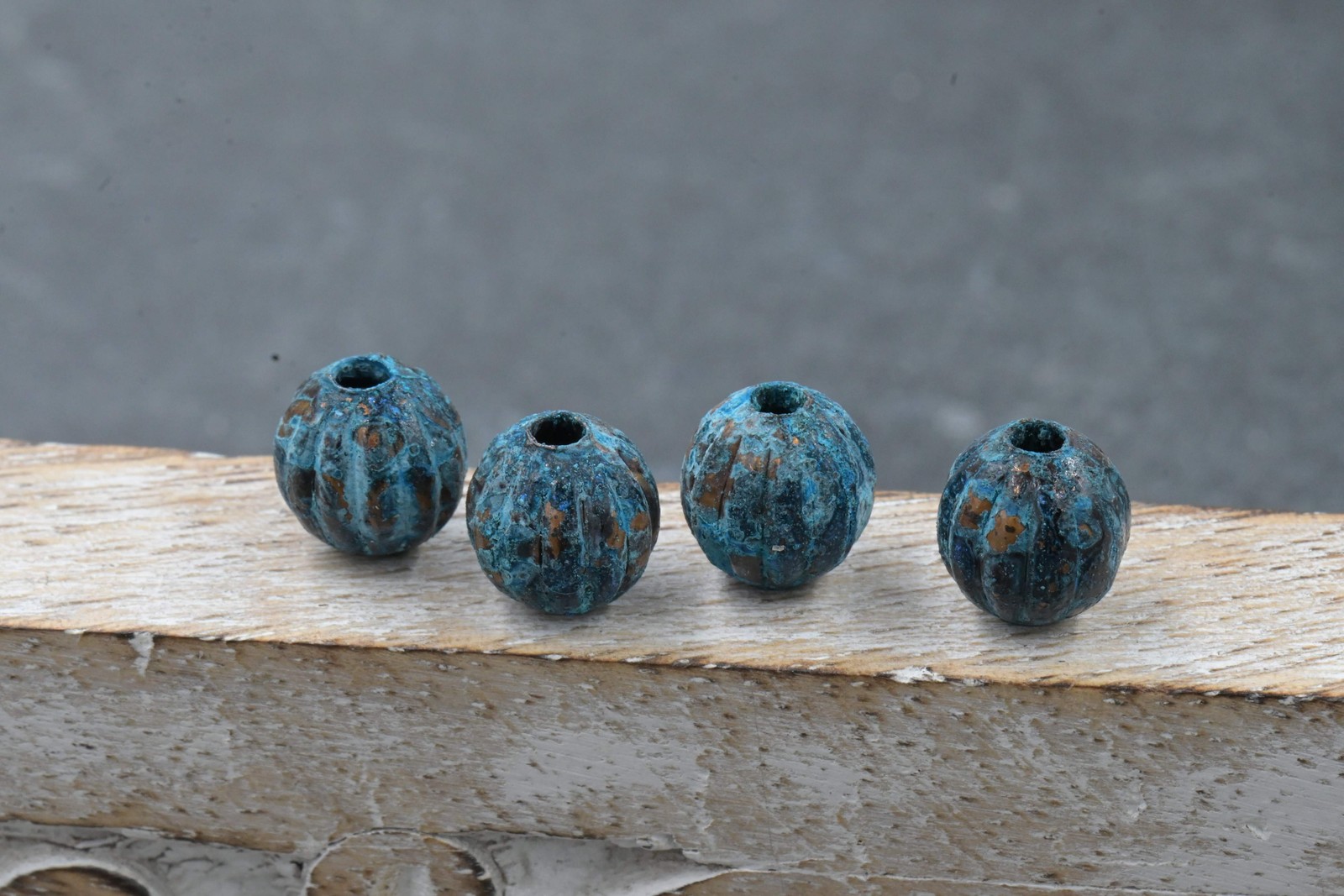 Rainworn Copper — Real Patina Fluted Metal Beads in 6mm, 8mm, 9.5mm