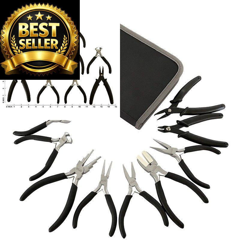 vouiu 10-Piece Jewelry Pliers Set Making Tools Black