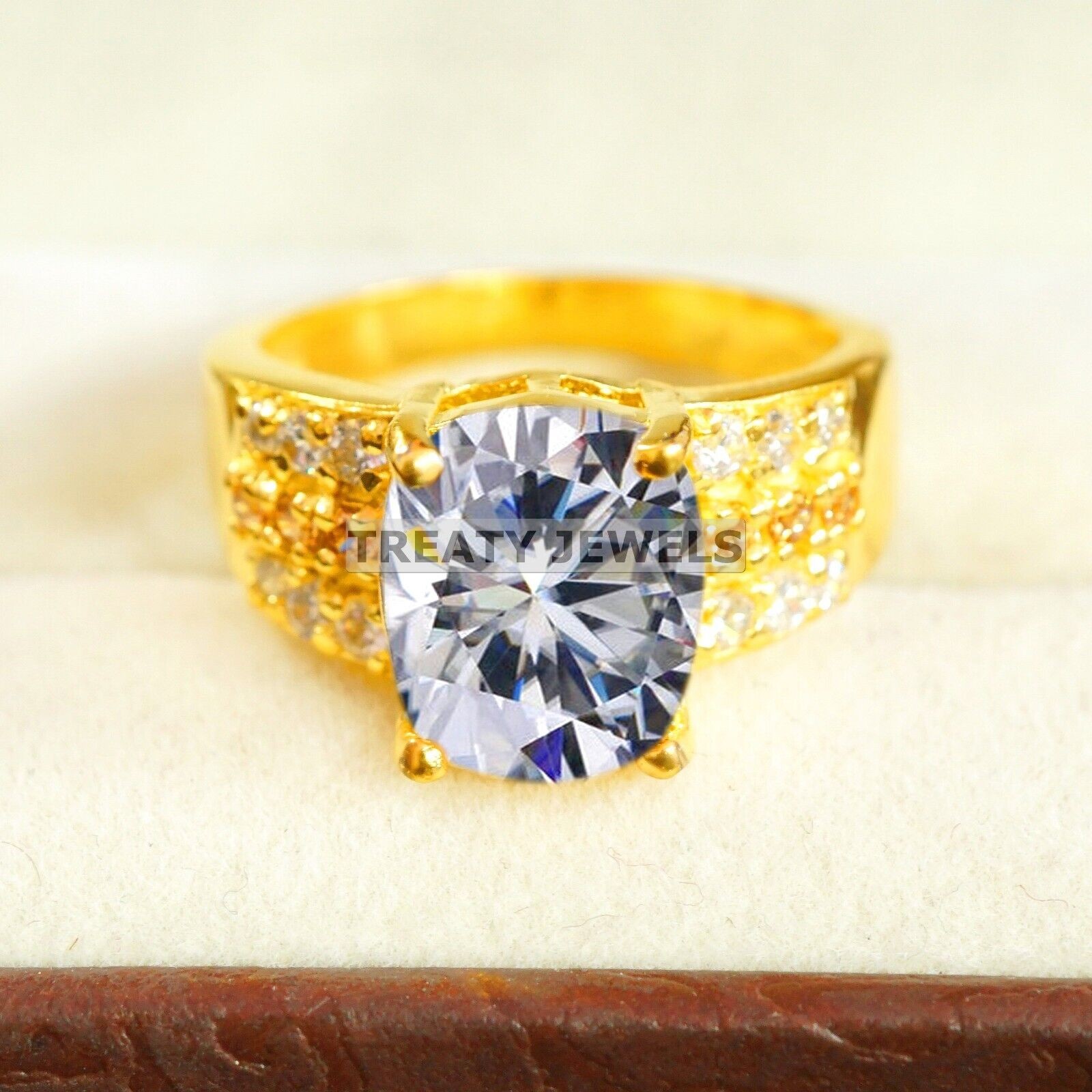Moissanite Oval Cut With 14k Yellow Gold Ring For Men’s #B289 #