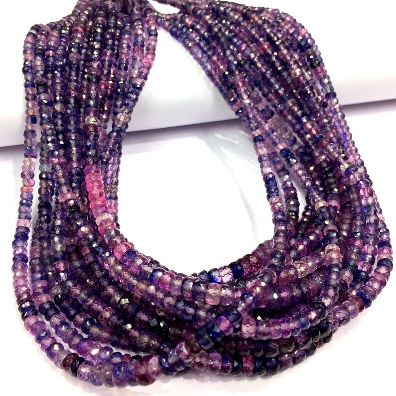 Extremely Beautiful~Sparkling Rare Pinkish Purple Beads Rondelle Faceted Beads.