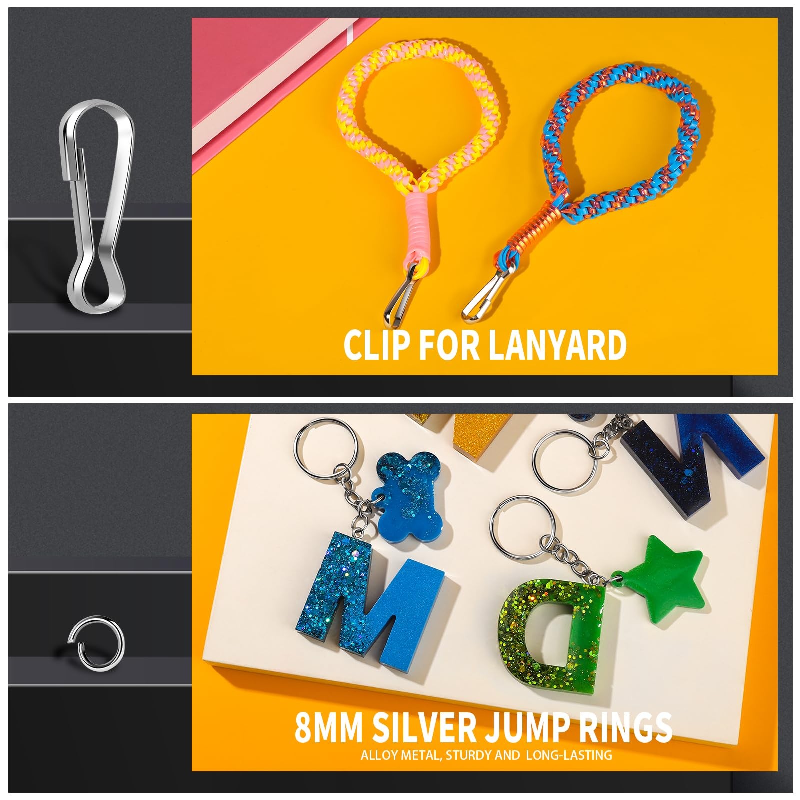 LEOBRO 145PCS Key Rings and Keychain Clips, Making Kit, Silver