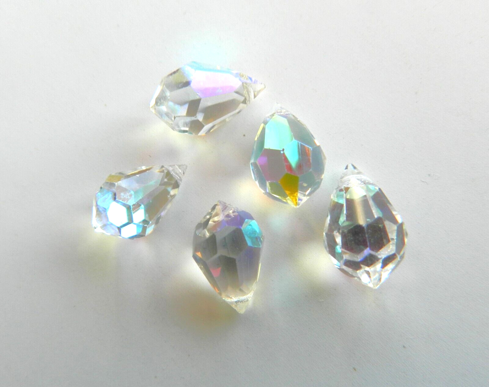 Crystal, Nice Clear Faceted Teardrop Briolettes, 15mm x 9mm Approx, Bag Of 5