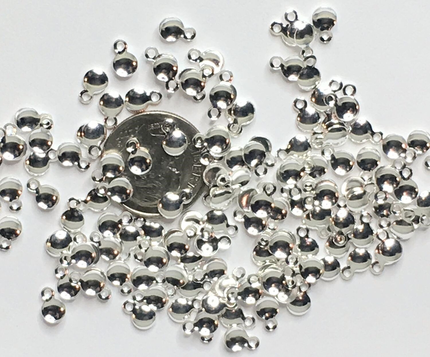 144 Silver Plated Brass Small 6x4mm Round Drop Charms