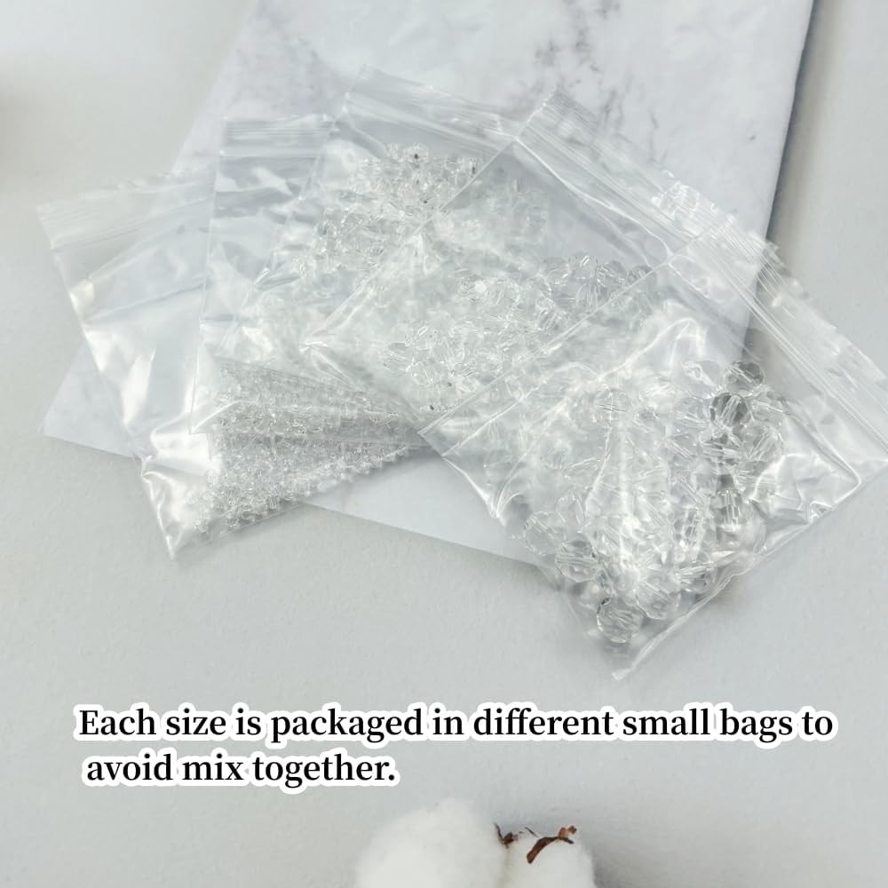 480Pcs Crystal Glass Beads 3Mm 4Mm 6Mm 8Mm 10Mm round Faceted Glass Spacer