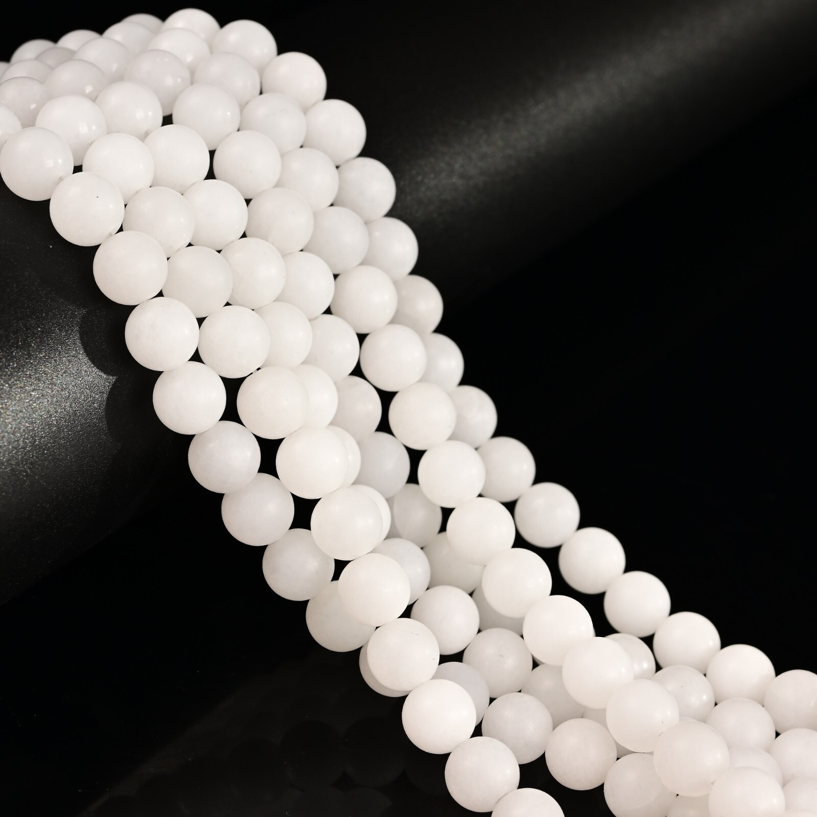 Natural White Jade Matte Round Beads Size 4mm 6mm 8mm 10mm 12mm 15.5″ Strand