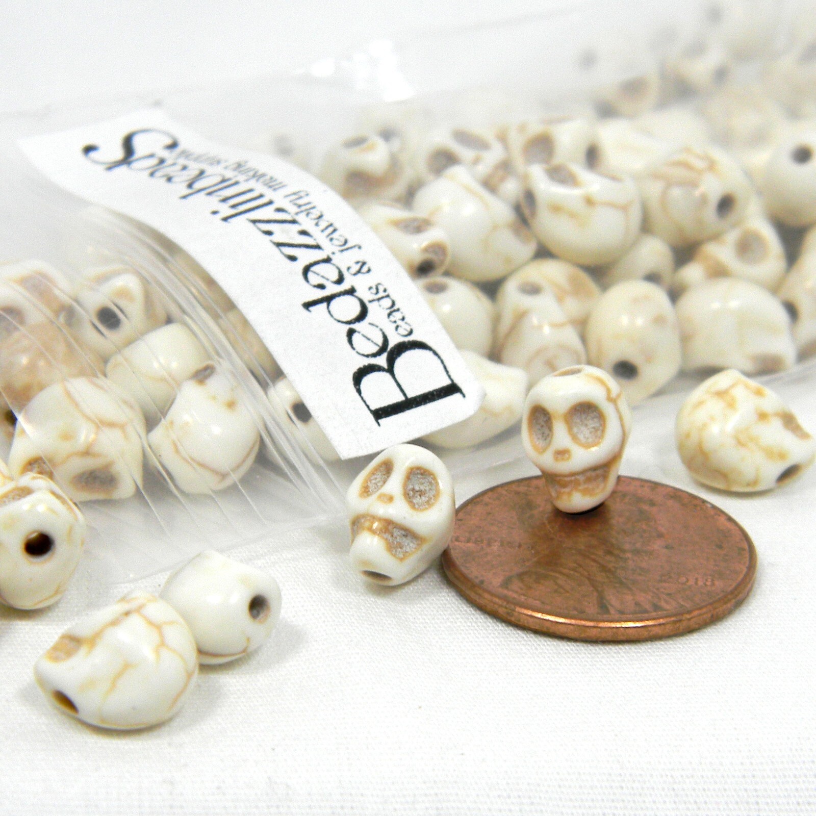 50 Small 8mm Imitation Bone Beige Brown Skeleton Skull Crackle Ivory Stone Beads