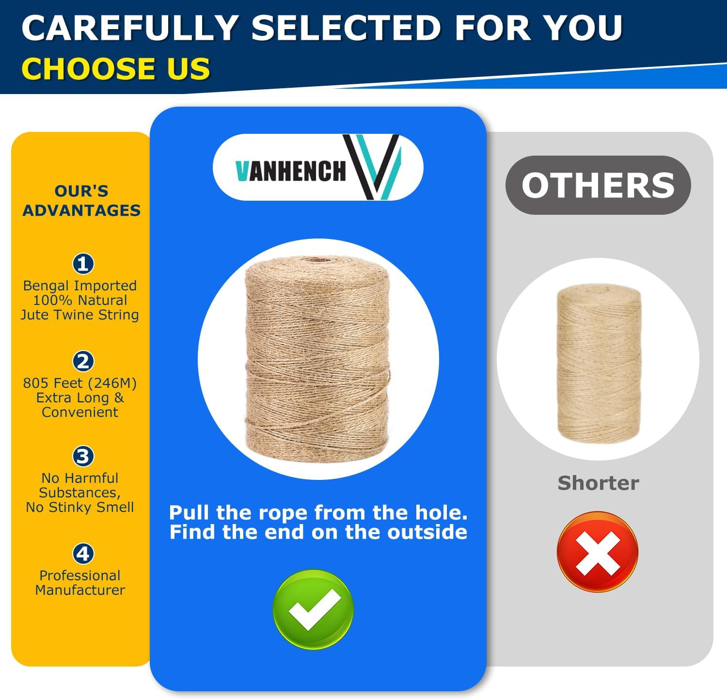 805FT Natural Jute Twine String, Bulk Hemp Jute Rope Cord Twine for Crafts Garde