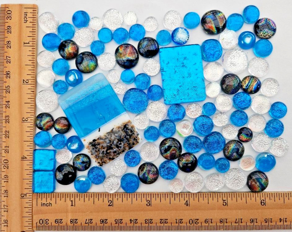 100 Plus Assorted Handcrafted Dichroic Glass Cabochons/Lot/Jewelry Making/COE 90