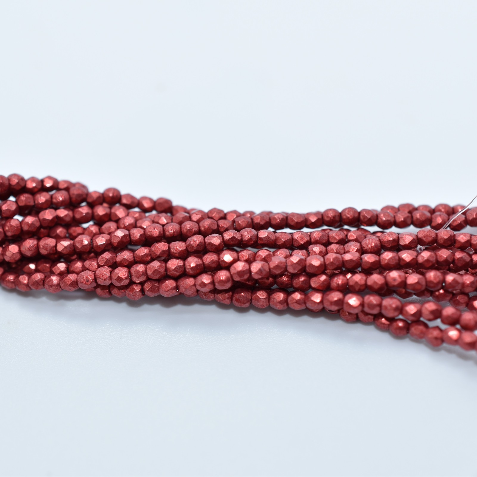 100 Beads – Fire Polished Faceted 2mm Czech Glass Saturated Metallic Merlot