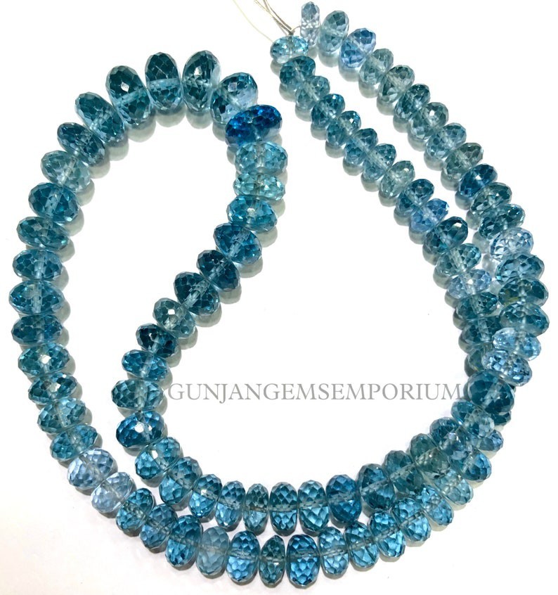 Rare~~Aquamarine Beads Blue Aquamarine Faceted Rondelle Beads 7/10mm Gemstone