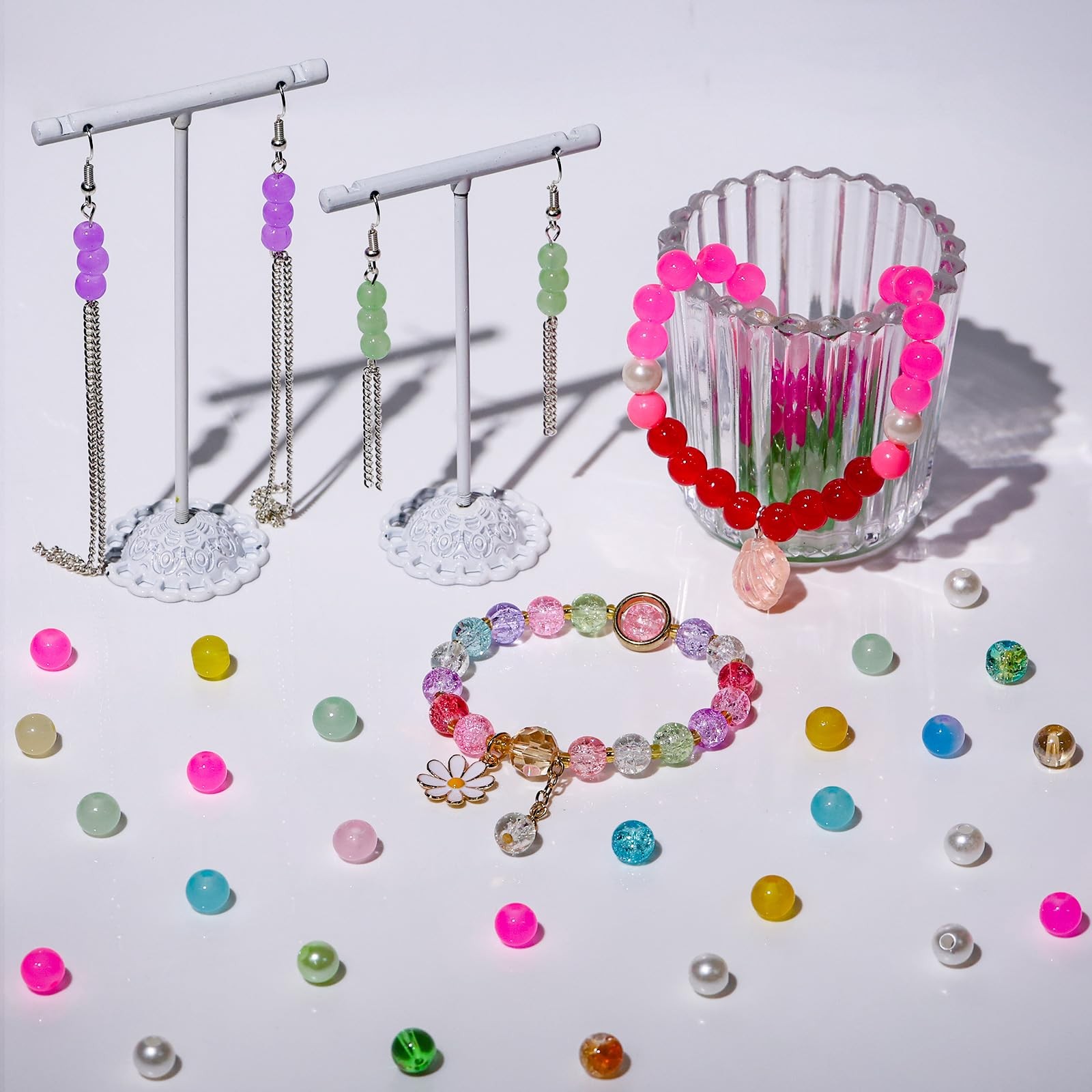 XSEINO About 7200PCS 6mm Glass Beads Bracelet Making 6mm, Multicolor 6Box