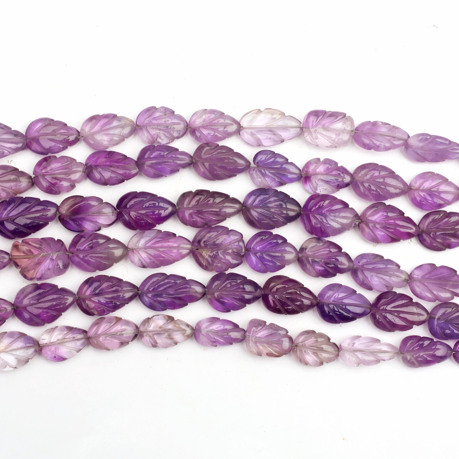 Natural Amethyst 8 Inch Strand9x12-11×15 MM Carving Pear Shape Gemstone Beads