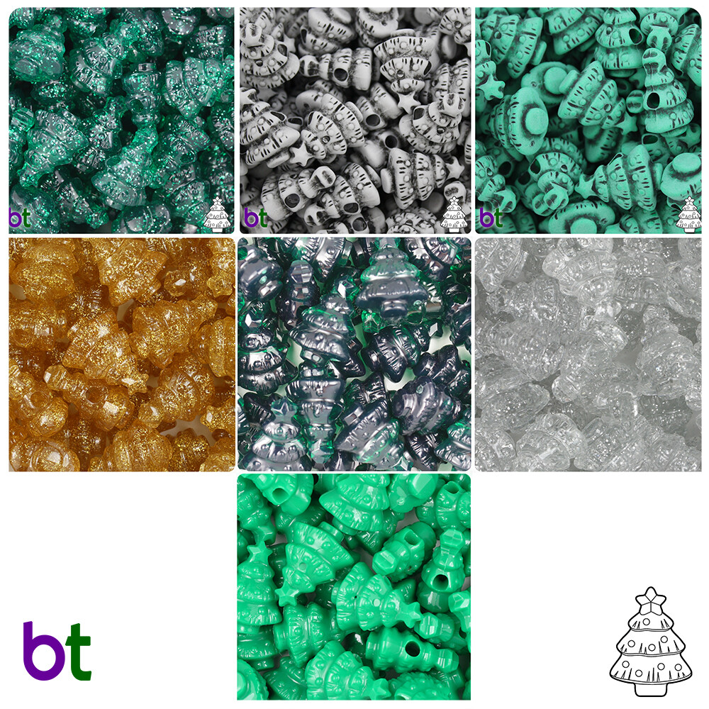 BeadTin 25mm Christmas Tree Pony Beads (24pcs) – Style Choice