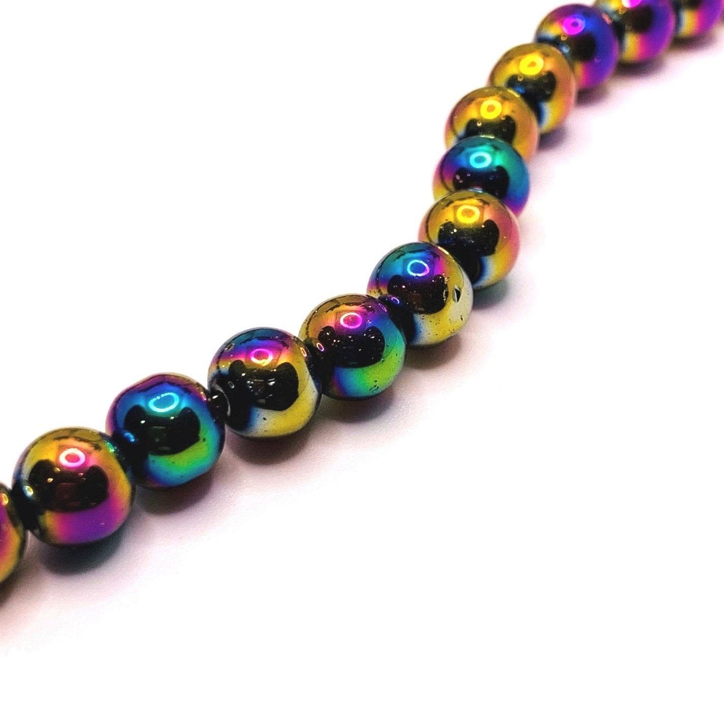 8mm Multicolor Oil Slick Glass Beads – US Seller