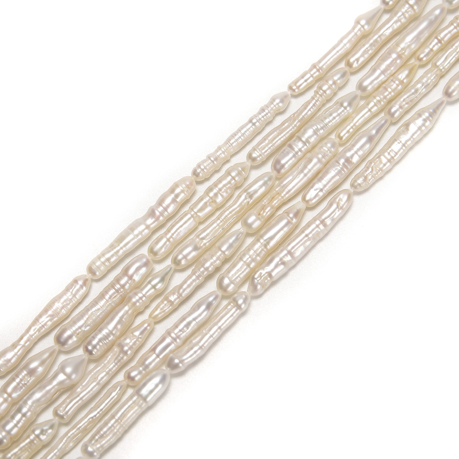 White Fresh Water Pearl Long Stick Shape Beads Size 4-5×20-25mm 15” Strand