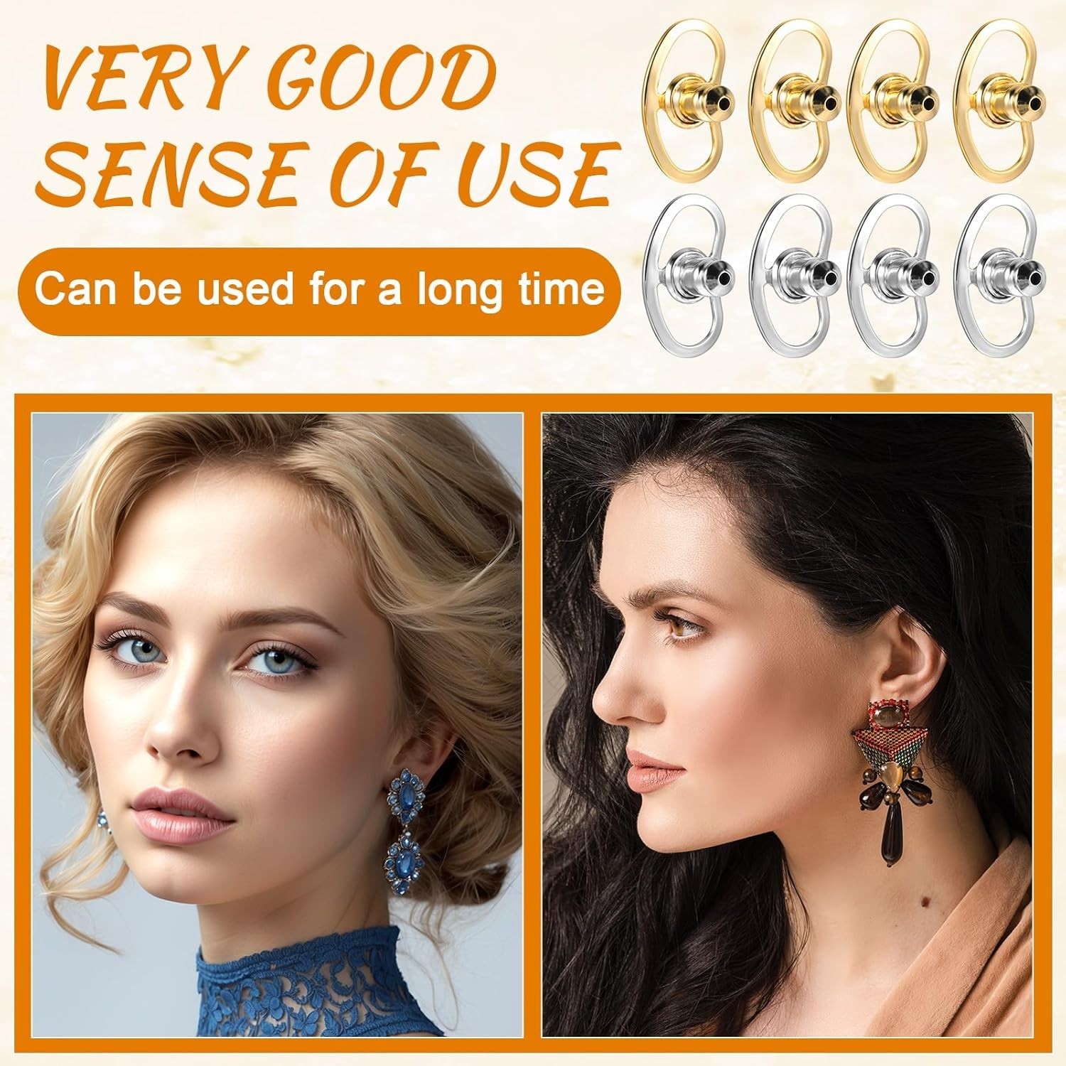 8PCS Earring Lifters Backs for Droopy Ears, Large Earring Backs Replacements …